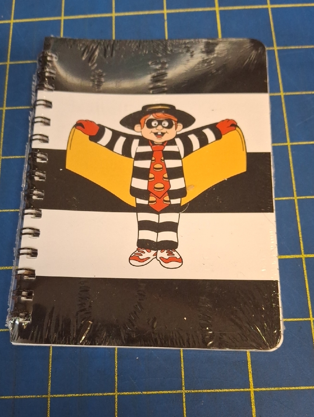 Striped Hamburglar Spiral Notebook  Yellow Cape New 4x5.5